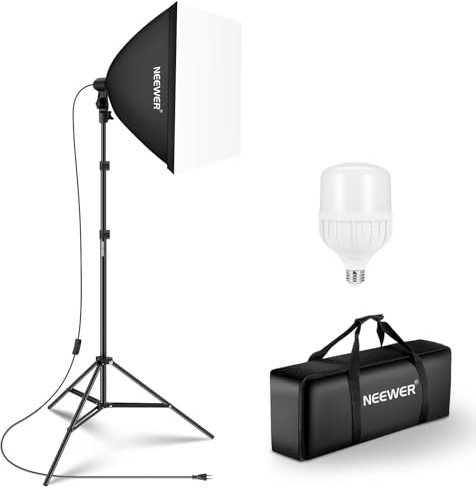 NEEWER 350W Äquivalent Softbox Beleuchtung Set, 5700K LED Glühbirne, 24x24 Fotostudio Soft Box mit E27 Sockel, Fotografie kontinuierliche Beleuchtungsset, Fotostudio Ausrüstung, NK300