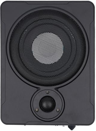 SABUIDDS 8 Zoll Subwoofer, 345x240x68mm, 600W Car Audio aktives Subwoofersystem für den Untersitz, Aluminium-Gehäuse/Holz-Gehäuse, Aktivsubwoofer für Autos mit 12V Netzteil (Aluminium-Gehäuse)