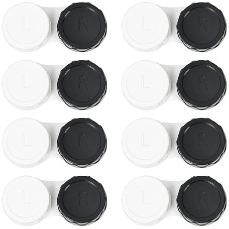 Dhoptical Contact Lens Cases, 8 Pack Black, Mini Portable Kit Plastic, Waterproof, Ideal for Travel & Everyday Use