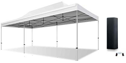 Actiexpress Tente Pliante, Barnum 4X6 4X8 Structure en Alu 45mm Toit 380g/m² Anti-feu qualité Pro + Sac de Transport (Blanc, 4X8)