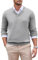 COOFANDY Herren Pullover V Ausschnitt Strickpulli Slim Fit Strickpullover Langarm Feinstrick Business Pullover Winterpullover Warmer Sweater Einfarbig Hellgrau L