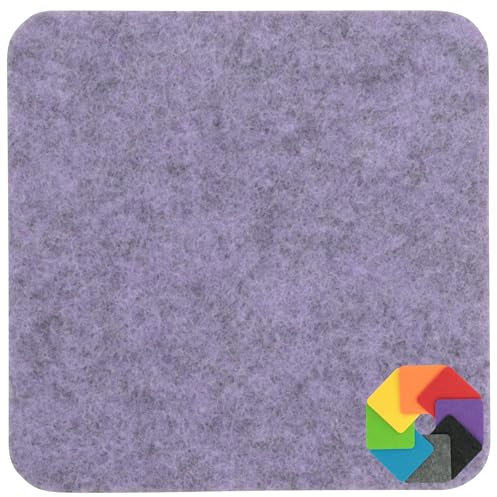 Design Filz Untersetzer eckig - 10x10cm in Lavendel meliert für Glas, Getränke, Bar, Tasse, Vase