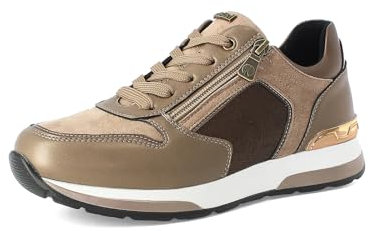 inblu Sneakers Donna con Lacci e Zip Laterale, Scarpe da Ginnastica, Bronzo, 36 EU