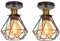 iDEGU 2 Stücke Deckenleuchten 16cm Industrial Deckenlampe aus Metall Lampenschirm Geometrischer Käfig Retro Kronleuchter E27 Fassung Vintage Pendelleuchte für Flur Eingang Küche Schlafzimmer (Bronze)