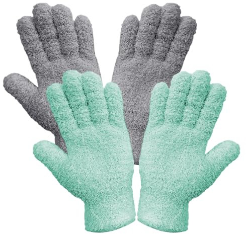 CWPFVQA 2 Paires De Gants De Dépoussiérage En Microfibre - Pour Nettoyage De Maison, Plantes - Absorbants Et Réutilisables