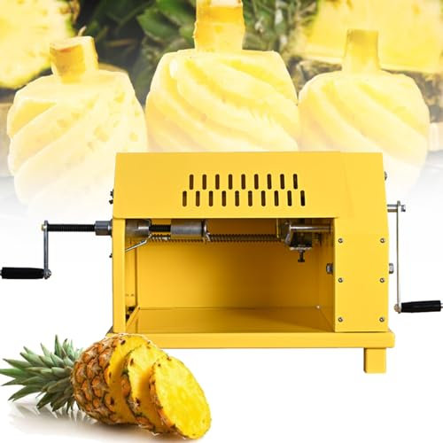 Stainless Steel Pineapple Peeler Corer Slicer Machine - Hand Crank Fruit Peeler Tool for Home and Commercial Use, Clamp Range 6.5~19.5cm