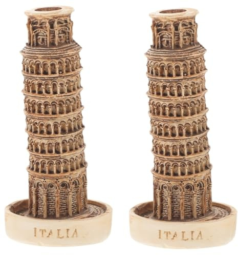 Cabilock 2St Schiefer Turm von Pisa Modell Schiefer Turm von Pisa-Souvenir Schiefer Turm des Modells Harzdekoration Italienisches Gebäude Modell englische Architekturmodelle Gebäudemodell