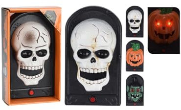 Campanello Halloween con Suoni e Luci 21x12,5x6cm – Modelli Assortiti (Teschio, Zucca, Strega) per Decorazioni Spaventose