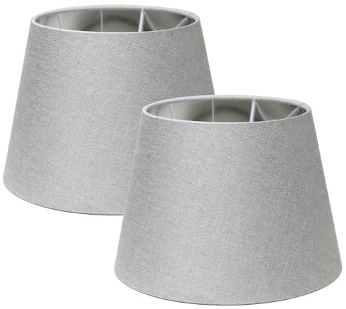 Sinta 2 Pcs 9 Modern Tapered Lampenschirm Ersatz Grau Gewebe Einfacher Stil Lichtschattierung Mit Silber Futter für E27/E14 Tischleuchte/Wandleuchte