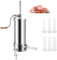 GYMAX Insaccatrice Manuale, Produzione di Salsicce, Macchina per Salsiccia in Acciaio Inossidabile, con Tubi di Riempimento di Diversi Diametri, Morsetto da Tavolo (Verticale, 5 kg)