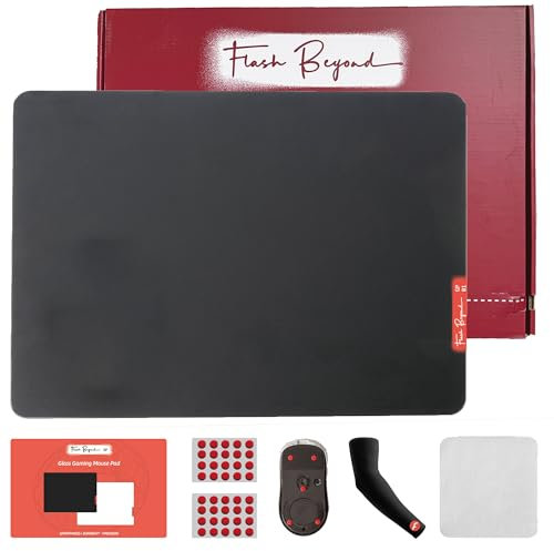 flash Beyond Glass Gaming Mouse Pad - Premium Glass Pad with Anti-Slip Rubber Base - Smooth, Precise Tracking, Durable Surface for High-Speed Gaming, Ideal for FPS Players (Black-50 * 40CM)