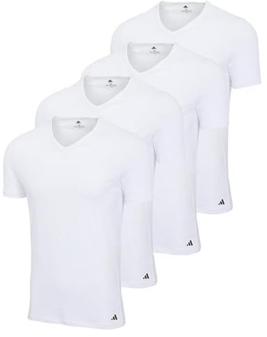 adidas V-Neck T-Shirt Herren V-Ausschnitt Baumwolle 4er Pack