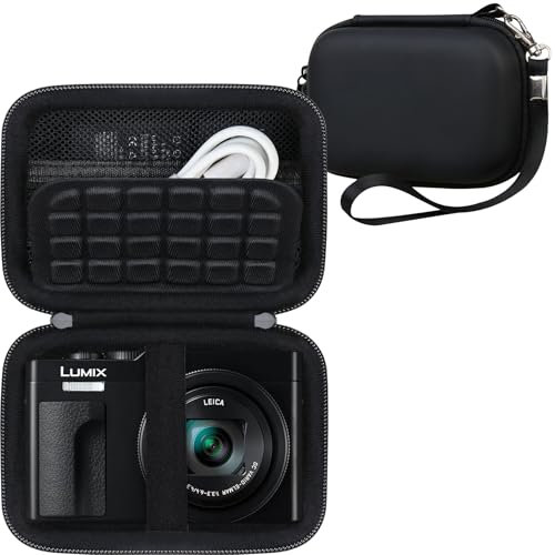 RAIALL Digital Camera Case for Panasonic LUMIX ZS99 Camera, Point and Shoot Cameras Travel Bag, Protective Storage Holder for USB Cable, Battery and SD Cards, Black