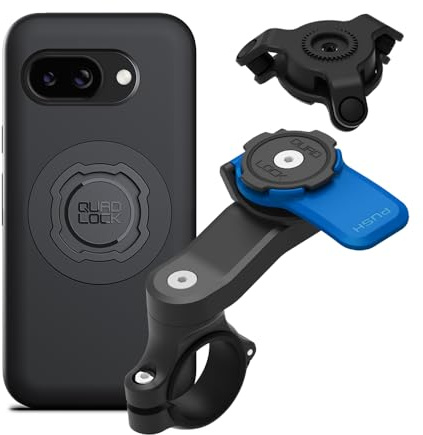 Quad Lock Support Téléphone pour Guidon de Moto avec Amortisseur de Vibrations et Coque MAG pour Pixel 9a