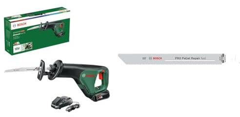 Bosch Akku Säbelsäge AdvancedRecip 18 (1 Akku 2,5 Ah, 18 Volt System, im Karton) + 5x PRO Pallet S1022HFR Repair fast Säbelsägeblatt (für Stahl, Holz mit Nägeln, Länge 200 mm, Zubehör Säbelsäge)