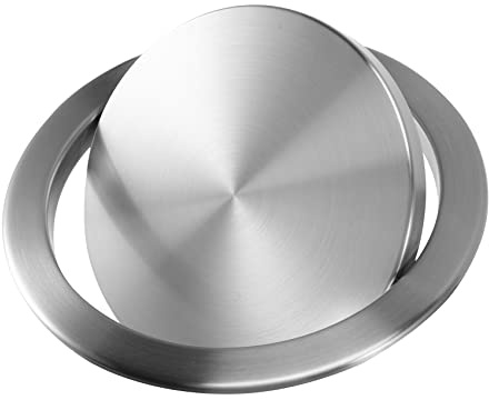 Fuhjythy Stainless Steel Garbage Flap Lid Trash Bin Cover Flush Built-in Balance Swing Flap Garbage Lid for Kitchen Counter Top C