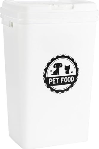 ComfyNex 53L/25KG Airtight Pet Food Container on Wheels Dog Cat Animal Storage Bin | Pet Dry Food Dispenser Bin | Flip Top Locking System, Plastic Food Dispenser Bin for Dogs, Cat (White, 53 LTR)