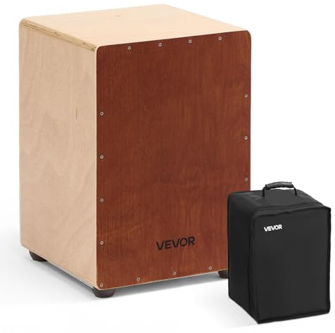 VEVOR Cajon Box Drum, Con Cordiere Rullanti Interni, Scatola di Percussioni in Legno Leggera, Strumento Musicale Portatile in Legno di Betulla con Borsa da Viaggio, 305 x 305 x 430 mm