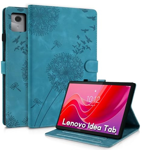 Rostsant Hülle für Lenovo Idea Tab 11 Zoll Tablet 2025 Löwenzahn PU Leder Flip Case Brieftasche Tasche Hülle Magnetisch Hülle für Lenovo Idea Tab 11 Zoll Tablet 2025 TB-336ZU TB-336FU Blau