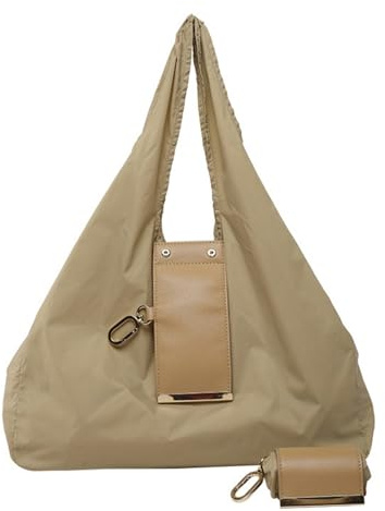 Generisch Keychain Tote Bag Compact & Expandable for On-the-Go Convenience, Vegan Leather Key Ring Tote (Khaki)