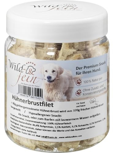 Wild & Fein Hundesnack Hühnchenbrustfilet, gefriergetrocknet - 80 g