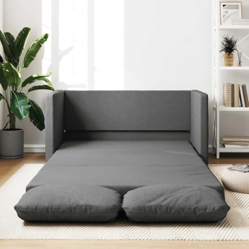 QUAHEAS Dunkelgraues Bodensofa mit Schlaffunktion, 112x174x55 cm, aus atmungsaktivem Stoff, vielseitiges Möbelstück für Wohnzimmer, Schlafzimmer und kleine Räume