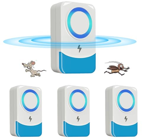 Repelente Ultrasónico de Plagas, 4 Pack Electrónico Repelente Control de Plagas, Repelente Ultrasónico Mosquitos para Anti Mosquitos, Moscas, Ratones, Cucarachas, Arañas, Roedores