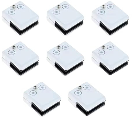 Kuntesetty 8 Abrazaderas de Vidrio Cuadradas de Metal para Soporte de Barandilla, Pinzas de Acero Inoxidable para Cristal de 8 a 10 mm, Abrazaderas de Cristal para Escaleras, Piscinas, Blanco