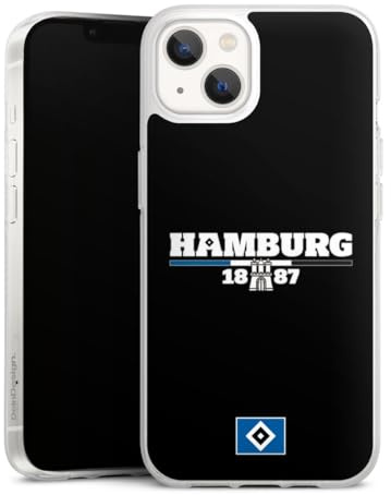 Silikon Hülle kompatibel mit Apple iPhone 13 Case transparent Handyhülle HSV Hamburg Offizielles Lizenzprodukt