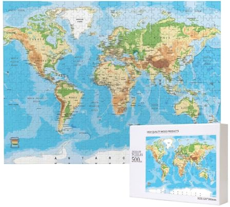 Phayah World Map Jigsaw Puzzles For Adults 500 Pieces.Home Decor Birthday Party For Men Women 20.4 X 15