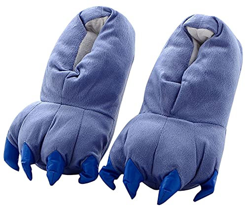 Aivtalk - Adulto Zapatilla de Franela Suave Caliente de Paw Animal Divertido Slipper Dsfraz Cosplay Garraa Monstruo Para Carnaval Navidad Talla EU 38-45 - Azul
