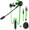 Wired Gaming Earphone with Adjustable Mic for PS4, Xbox, Laptop Computer, Cellphone, DLAND E-sport Earbuds with Portable Earphone Bags, Soft Design, Inline Controls for Hands-freeCalling. （Green)