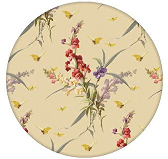 Gelbe Vintage Retro Blüten Tapete Blissful Spring mit Schmetterlingen passt zu Farrow and Ball Farben - Vliestapete Blumen - GMM Design Deko für edle Wände (Muster 20 x 46,5cm)