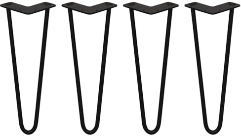 SKISKI Legs 4 x 2 Streben Hairpin-Legs Haarnadelbeine Haar-Nadel-Beine Haarnadel-Beine Tischbeine Möbelfüße Stuhlbeine Möbelbeine Haarnadel-Tischbeine 35.5cm H 12mm D pulverbeschichteter Stahl