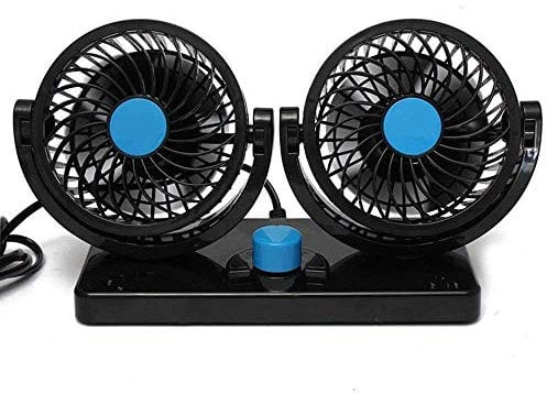 2 Speed Car Fan 12V Electric Car Vehicle Fan 360 Degree Rotating Adjustable Dual Head Car Auto Cooling Air Fan - Powerful Quiet 2 Speed Change Summer Cooling Air Circulatory Low Noise for Rear Seat