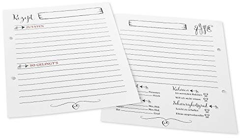 goldbuch 83038 Rezeptebuch Ersatzblätter Eat, Drink & Be Happy, 25 Rezeptkarten zum Selberschreiben, Ersatz-Set für Rezeptvorlagen, A5 Einlagen für Rezepte Ordner, Zusatzeinlage, ca. 15,5 x 21 cm