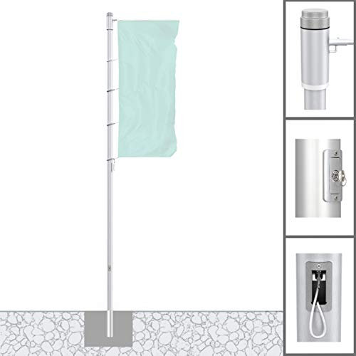 Vispronet® Alu-Fahnenmast 7 m/ø 100 mm Protect Extend ✓ Hissbarer, Drehbarer Ausleger ✓ Nahtlos Zylindrisch ✓ Diebstahlgesichert