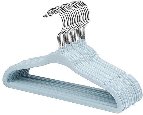 ManGotree Baby Samt Kleiderbügel für Säuglinge und Kleinkinder, 27,8cm Kinder Größe, 360 Grad Drehbar, Ultradünnes und Rutschfestes Design, 15 Stück (Blau)