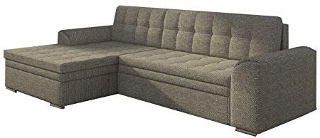 MOEBLO Ecksofa mit Schlaffunktion ohne Bettkasten Sofa Couch L-Form Polstergarnitur Wohnlandschaft Polstersofa mit Ottomane Couchgranitur mit Bettfunktion - Carlos (Beige (Berlin 01), Ecksofa Links)