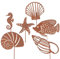 UNUS Gartenstecker Rost Muscheln Fische Seestern im 6er Set