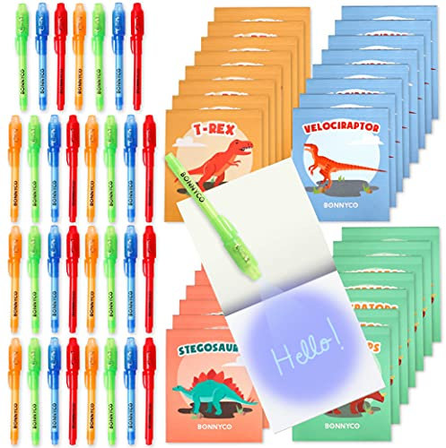 BONNYCO UV Stift und Notizbuch, 32 Stück Dino Mitgebsel Kindergeburtstag Junge & Mädchen | Kindergeburtstag Gastgeschenke, Adventskalender & Kleine Geschenke für Kinder - Dino Geburtstag Deko