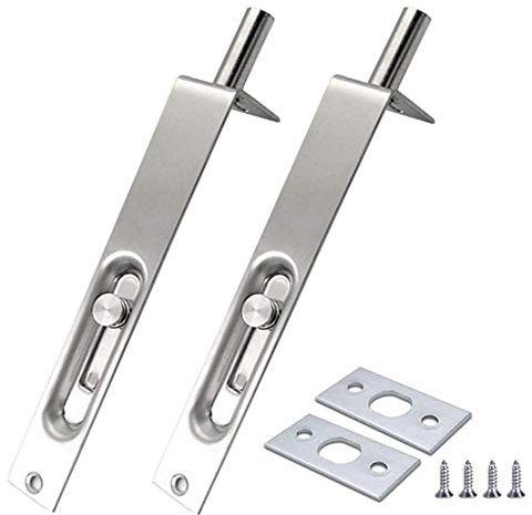 2 Pack 4 Inch Door Bolt Flush Stainless Steel Security French Door Lock Concealed Slide Bolt Latch with Installation Screws for Bathroom Internal Doors