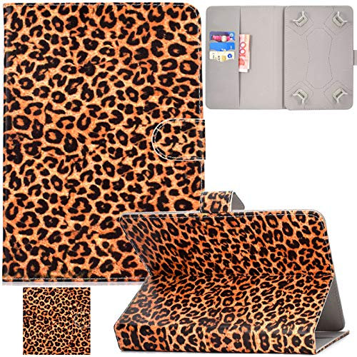 Universal Case for 9.5-10.5 Tablet, Artyond PU Leather Cover Slim Fit Folio Cards Slots Case for All Fire HD 10, iPad 9.7 and More 9.6 9.7 10.1 10.5 Android iOS Tablet (Leopard)