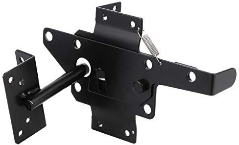 ULTECHNOVO Self-Locking Gate Latch Set Post Mount Automatic Gravity Lever Wood Fence Gate Latches with Fasteners to Secure Pool Yard