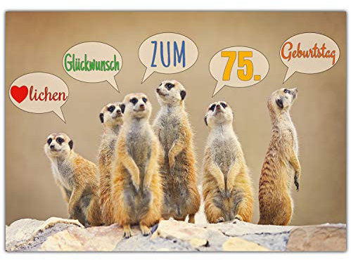 A4 XXL 75 Geburtstag Karte ERDMÄNNCHEN mit Umschlag - edle Geburtstagskarte - Glückwunschkarte zum 75. Geburtstag für Frau & Mann von BREITENWERK