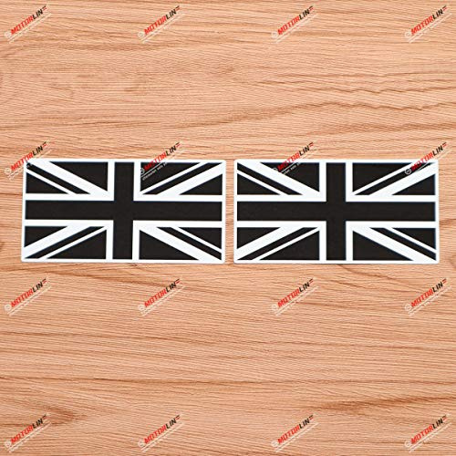 UK Britische Flagge Union Jack Großbritannien Aufkleber Vinyl Sticker - 2er-Pack Glänzend, 10,2 cm - Schwarz Weiß für Auto Laptop Fenster