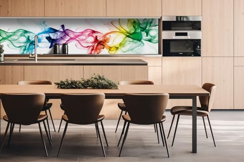 Küchenrückwand Verbundplatte Rauch 260 x 60 cm | Spritzschutz Küche für Herd Spüle | Premium Qualität, Alu Dibond, Stärke 3 mm - Made in EU | Inklusive Kleber