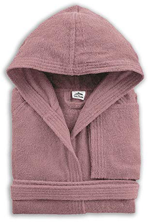 Accappatoio spugna EVAN 450 gr 100% cotone morbidissimo uomo/donna con cappuccio (Rosa antico, XXL)