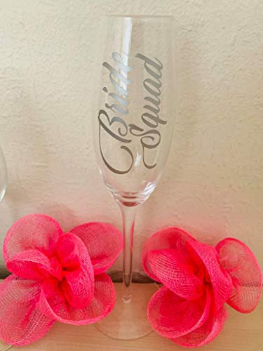 Decal Label for Wedding Party Champagne Flutes Glasses/Wine Glasses Matt Silver (Customized)