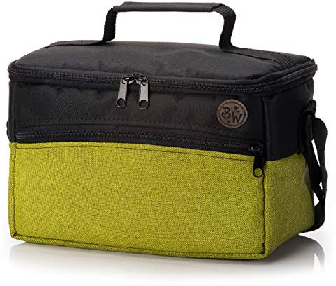 BAMBINIWELT Tasche für Toniebox, Musikbox-Tasche, für Hörwürfel kompatibel mit Toniebox und Tigerbox Touch, verstellbare Innenfächer, Netzfach für Zubehör, Toniebox Tasche (grün meliert)